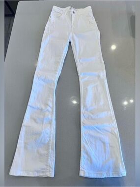 Zara White Flare Light Distressed Jeans Sz 2